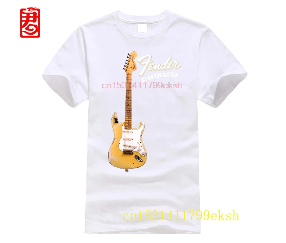 100% Cotton Print Shirts customized T-shirt YNGWIE MALMSTEEN Stratocaster Electric Guitar T-Shirt Black