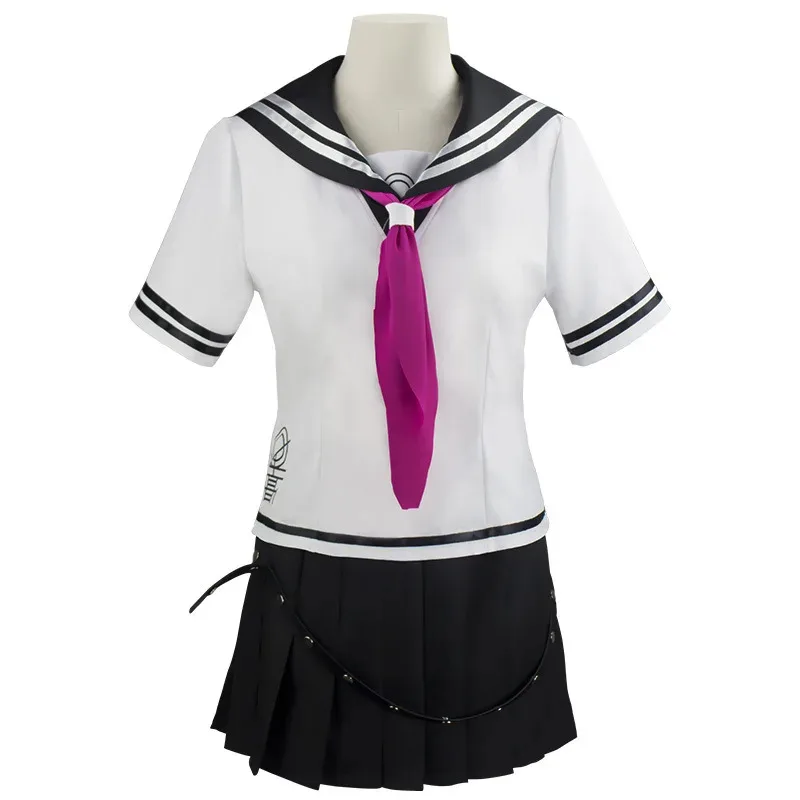 

10pcs Super Dangan Ronpa V2 Ibuki Mioda Cosplay JK Sailor Skirt School Uniform Despair Shirt Long Wig Bracelet Necklace Earrings