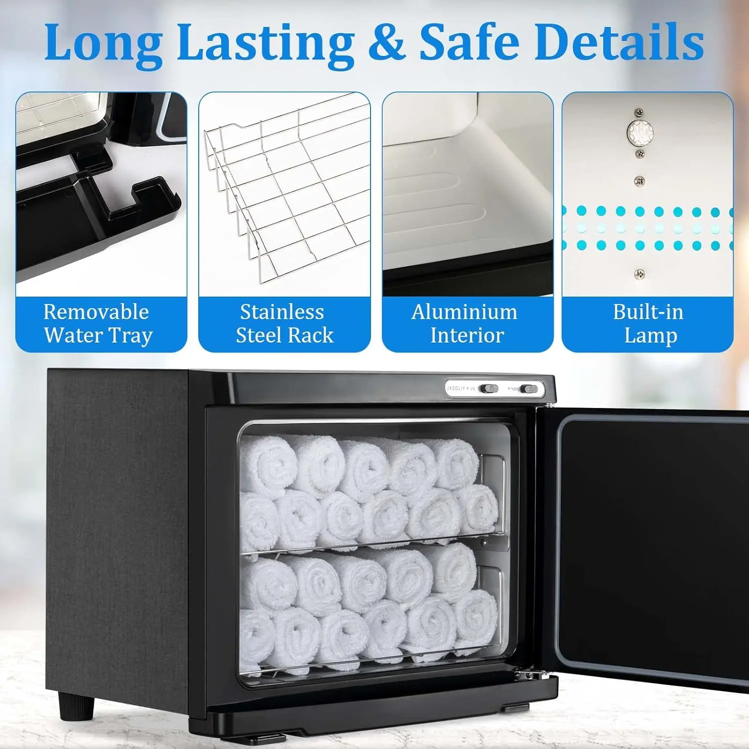 Hot Towel Warmer Cabinet with LED Light 23L Large Capacity Towel Cabinet for Bathroom 2-in-1 Professional Hot Towel Wa