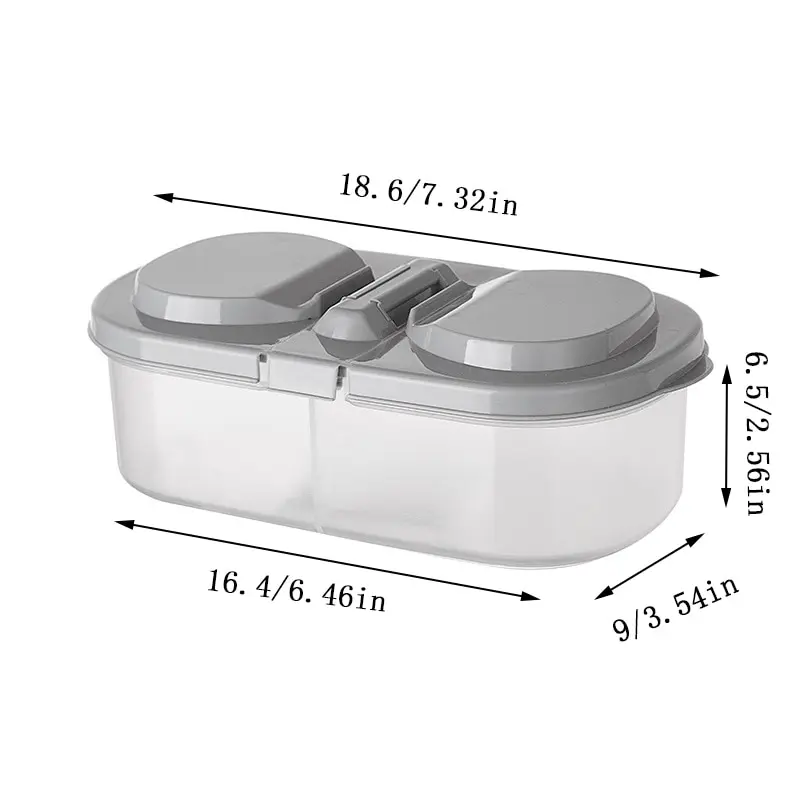 Double Compartment With Lid Food Dried Fruit Sealing Jar Multifunctional Kitchen Refrigerator Plastic Storage Jar