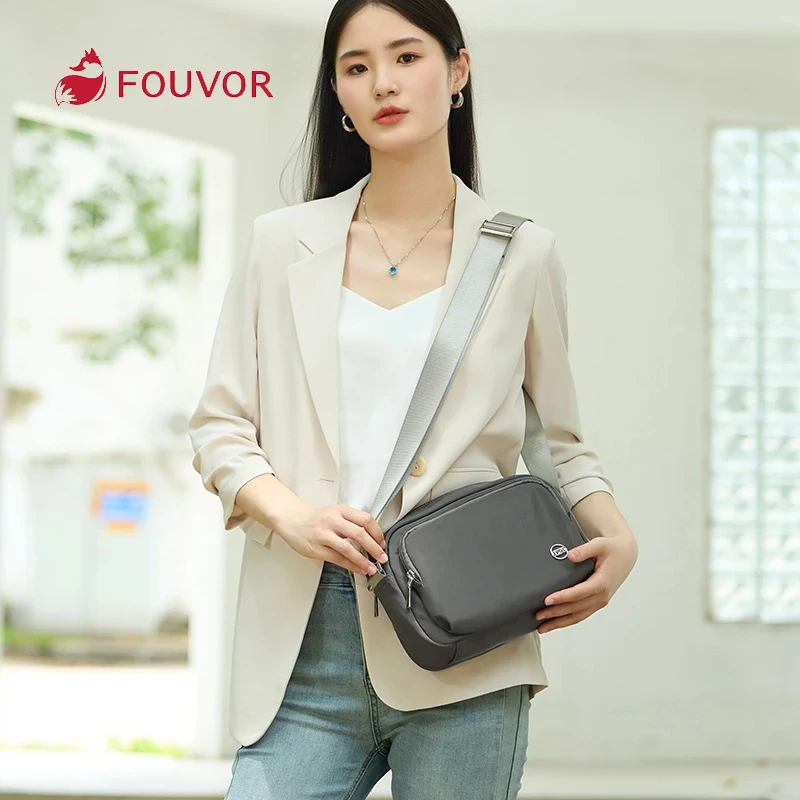 

Маленькие квадратные сумки Fouvor, удобные сумки на ремне с несколькими отделениями, карманы на молнии, прочные водонепроницаемые сумки через плечо 6105-04