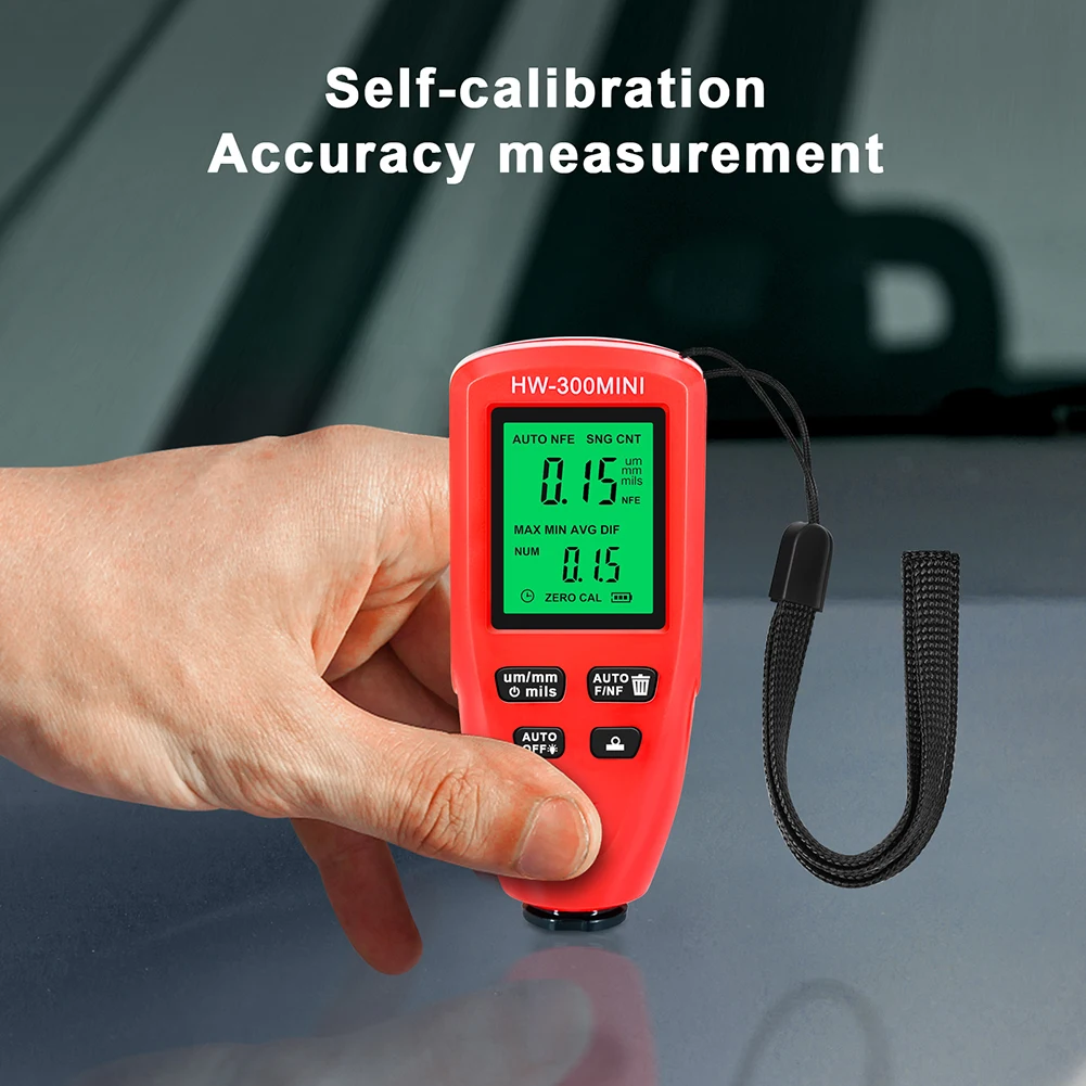 HW-300MINI Coating Thickness Gauge 0-2000UM Measuring Paint Tools Digital Auto Paint Gauge Meter Physical Measuring Instruments