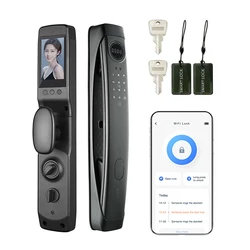 Smart lock with Camera 3D Facial Recognition Electronic Door Lock Biometric Fingerprint Visual Doorbell for Video Surveillance