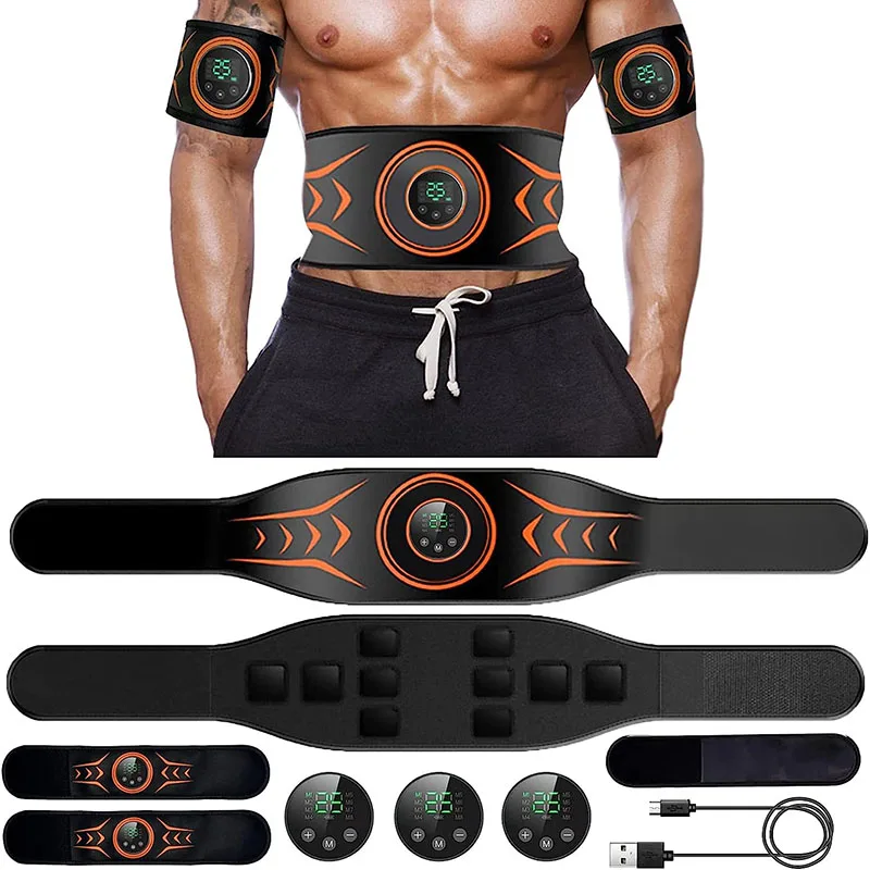 EMS Muscle Stimulator Abdominal Toning Belt Workout Equipment  ABS Trainer Belt for Abdominal Arm Leg 24''-55'' for Men Women