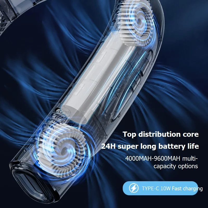 샤오미 휴대용 캠핑 목 선풍기 충전식 미니 선풍기, 에어 쿨러 TYPE-C, 10W 플래시 충전, 무선 음소거 전기