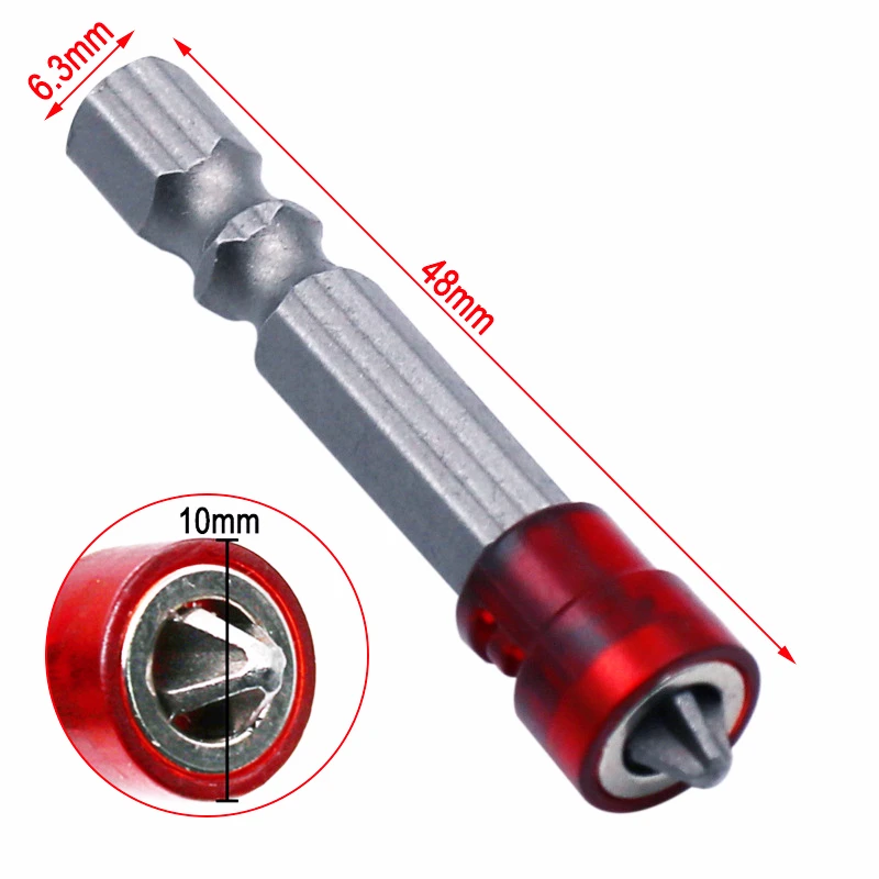 Embouts de tournevis à tête rouge, tournevis magnétique, tige hexagonale avec magnétiseur, embout magnétique croisé, main, accessoires pour outils de vis électriques, 1/4 po