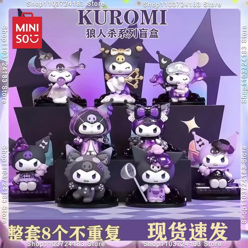 

Miniso глухая коробка Kuromi Werewolf Kill Dark Series, Хэллоуин, модная кукла ручной работы, модный игровой орнамент, подарок на день рождения, игрушка