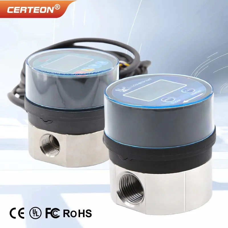1/4-1 Inch Stainless Steel Female Thread Gear Flow Meter LCD Display Battery Power RS485 Oil Sensor Hall Flow Meter