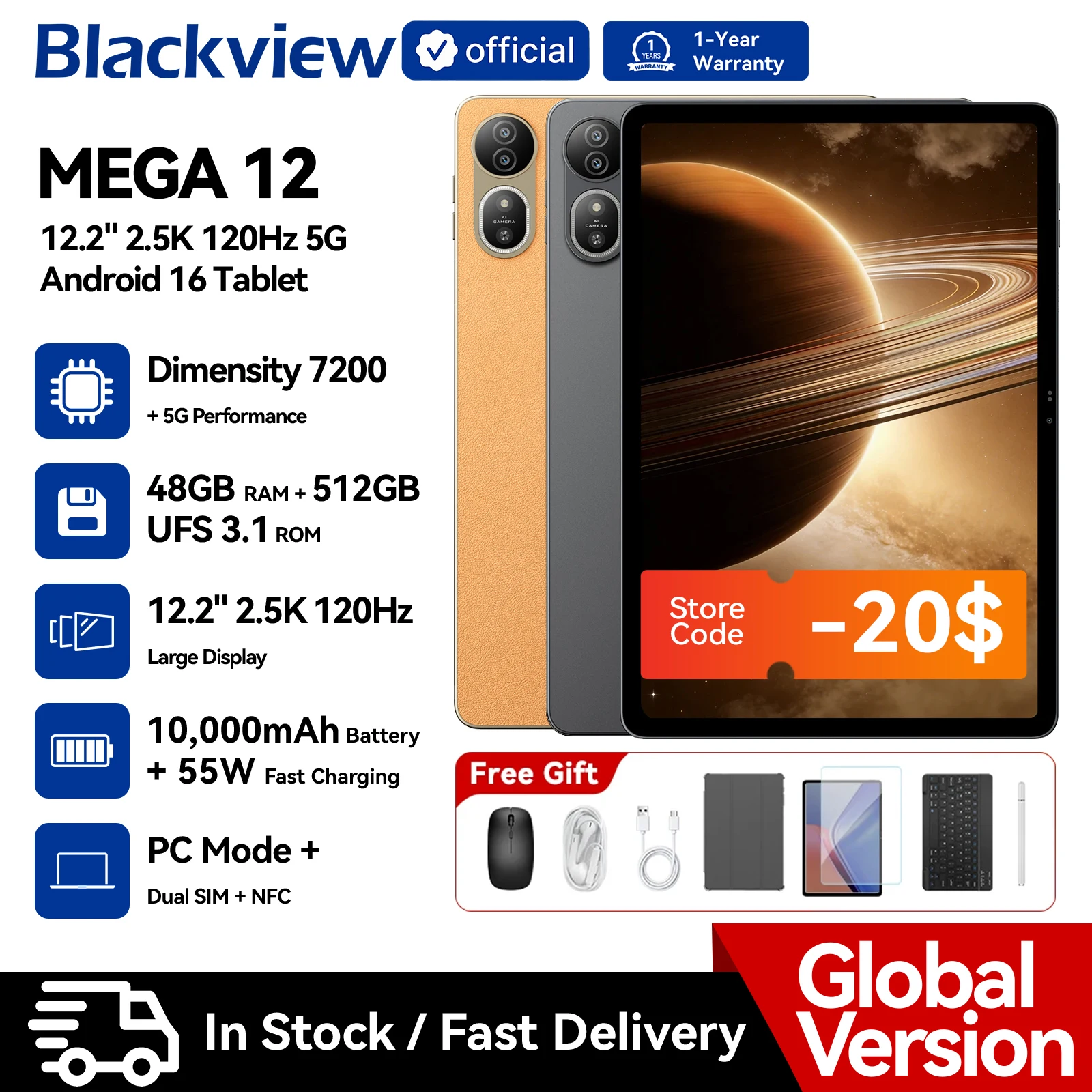 Blackview MEGA 12 Smart Tablet PC 12.2