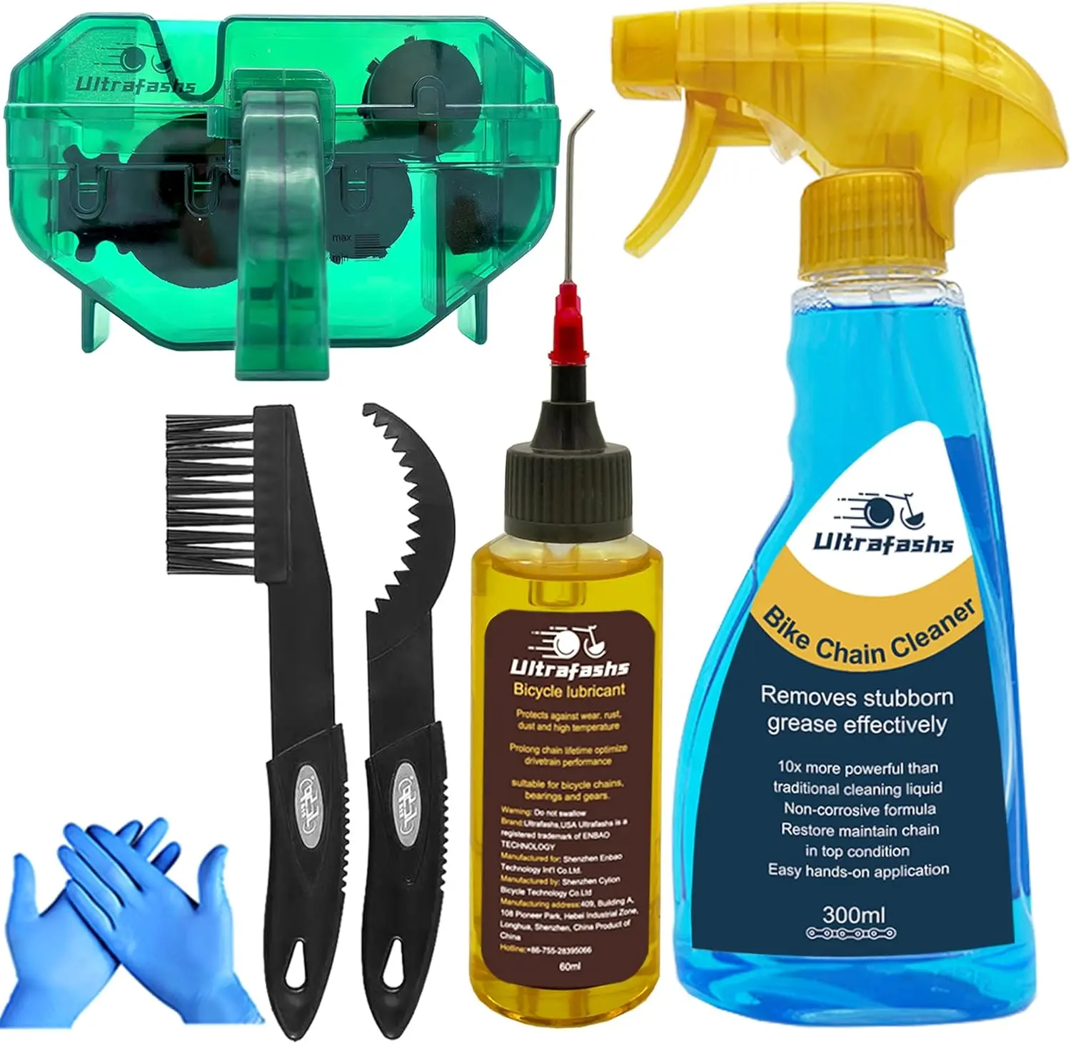 

Complete Bike Cleaning Kit: Chain Scrubber, Degreaser, Lubricant & Tools for All Bicycles