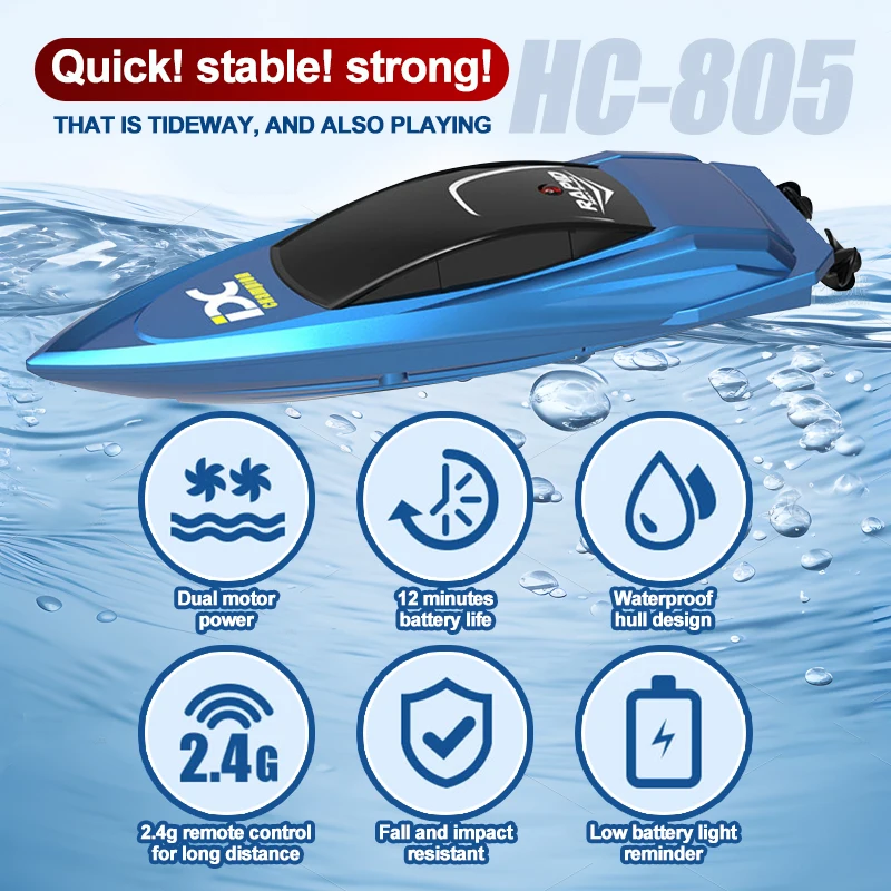 

2.4G Mini RC Boat 4CH Racing Speed Remote Control Boats with LED Lights Children Remote Control Ship Toy