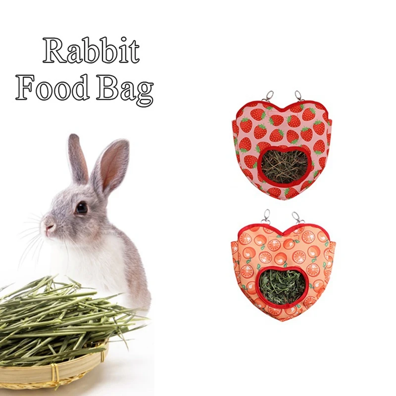 2PCS Heart-Shape Hanging Bag Guinea Pig Hanging Bag Hanging Pouch Small Animals Feeder Holder A