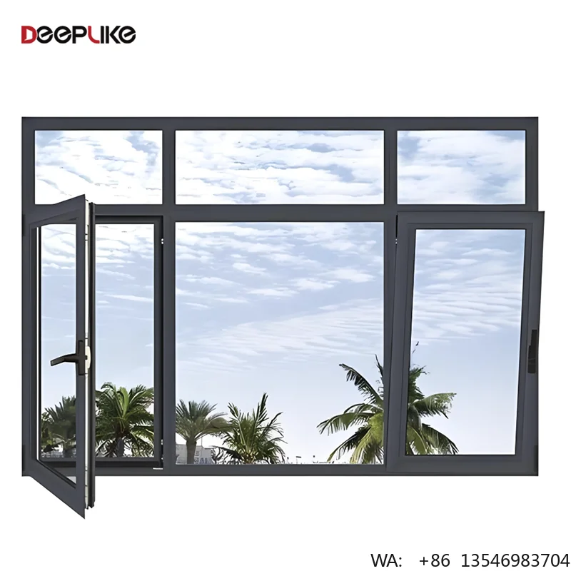 

China Factory Aluminum Frame Swing Tilt and Turn Windows Double Tempered Glass Casement Windows