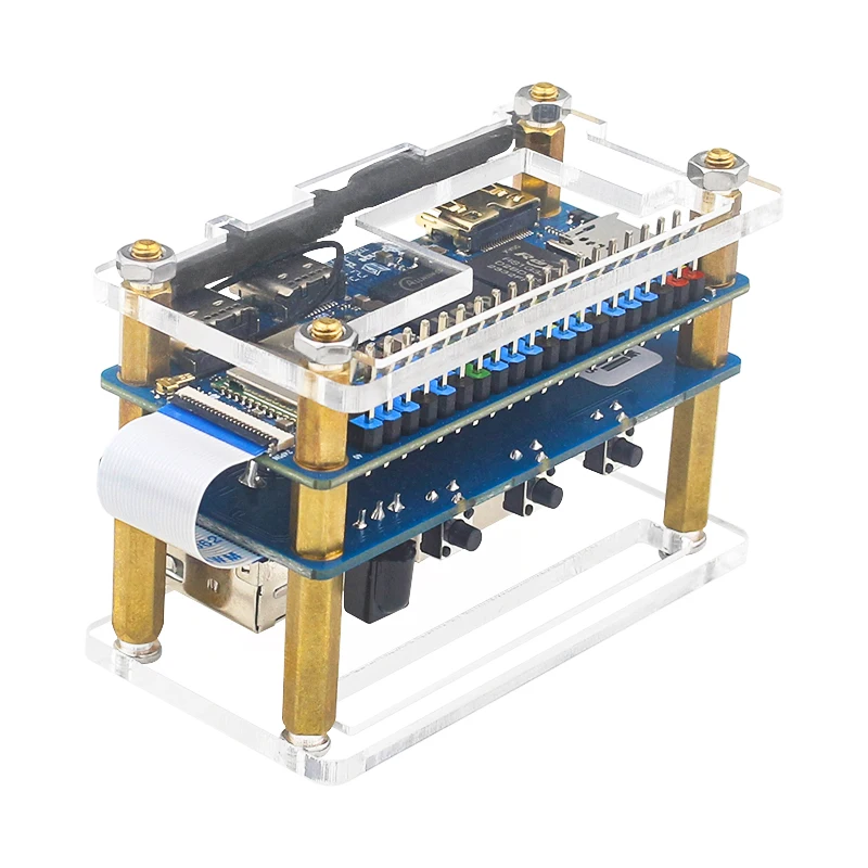 Pomarańczowe etui akrylowe Pi Zero 2 W przezroczysta powłoka pudełko ochronne opcjonalne miedziane radiator do komputer jednopłytkowy OPi Zero 2 W