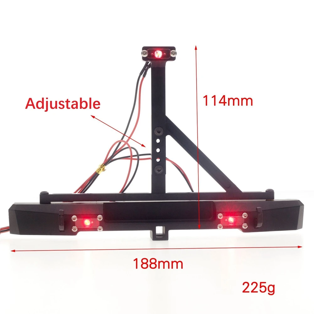 Metal Rear Bumper with Spare Tire High Light Tail Lamp for Traxxas TRX-4 Axial SCX10 1/10 RC Crawler Car Upgrade Parts