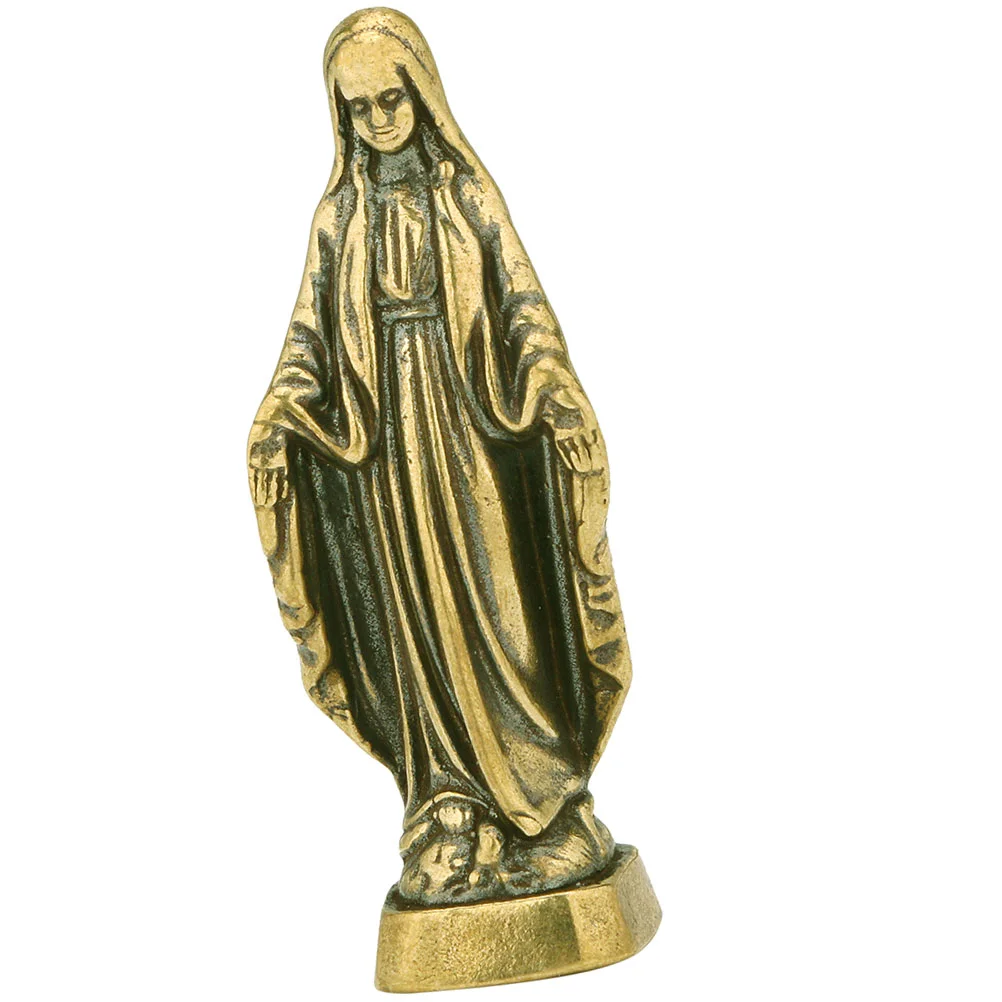 

Virgin Mary Pendulum Desk Decoration Symbolic Catholicism Statue Ornament Brass Craft Figurine Mini Maria Miniature