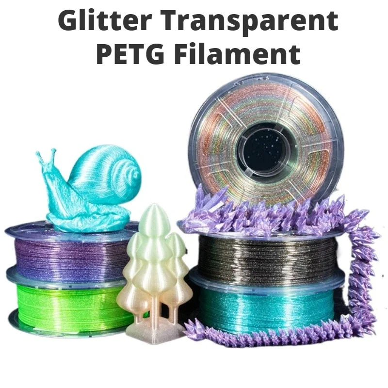 

Блестящая нить PETG, нить для 3D-принтера, блестящий блеск с блестками, мерцающая серия 1 кг/2,2 фунта, точность размеров, мерцающая