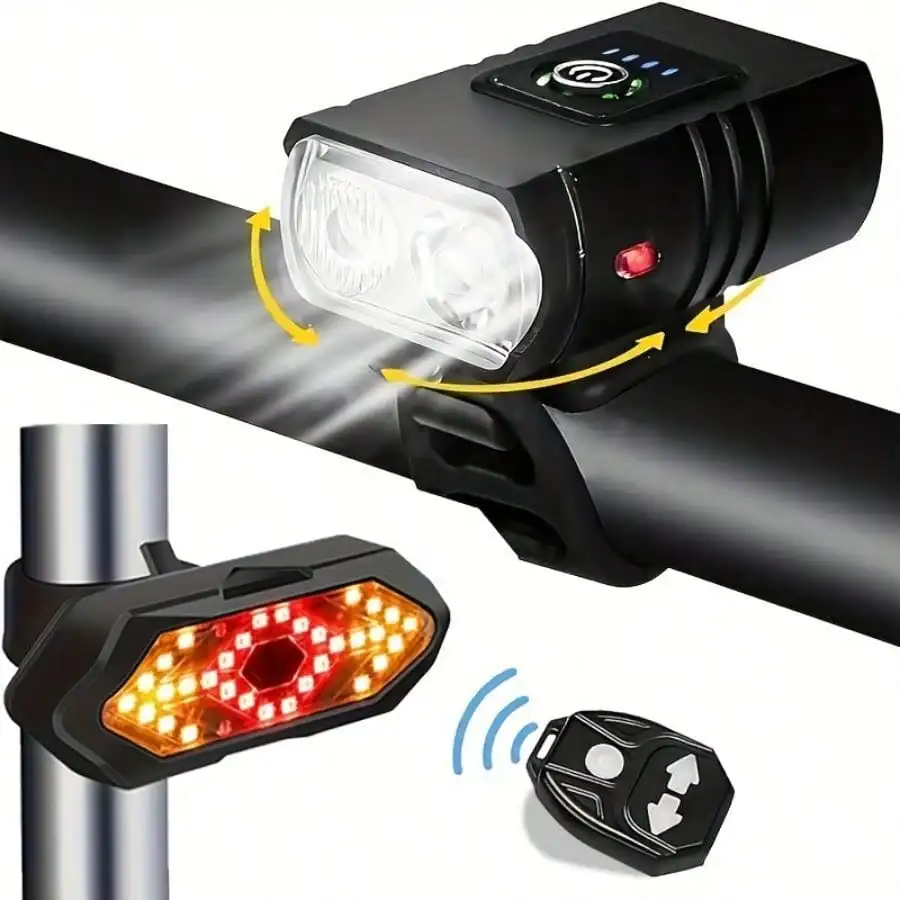 

2pcs High-Brightness Bicycle Turn Signal Tail Light With White Front Light Ultra Bright LED Safety Warning Night Riding Bike