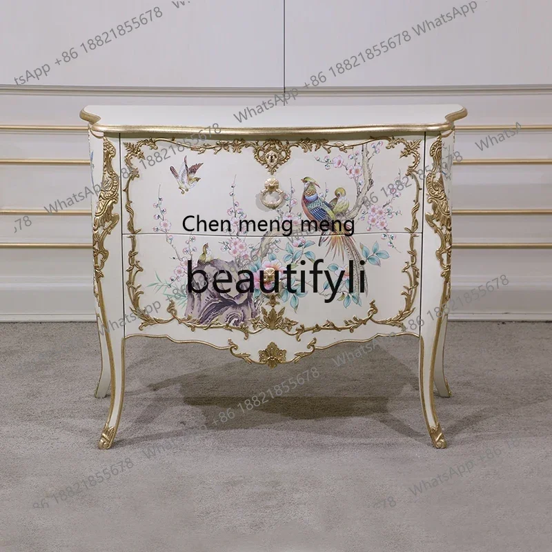 

American retro solid wood, light luxury living room locker, American country chest, bedroom hand-painted chest6220