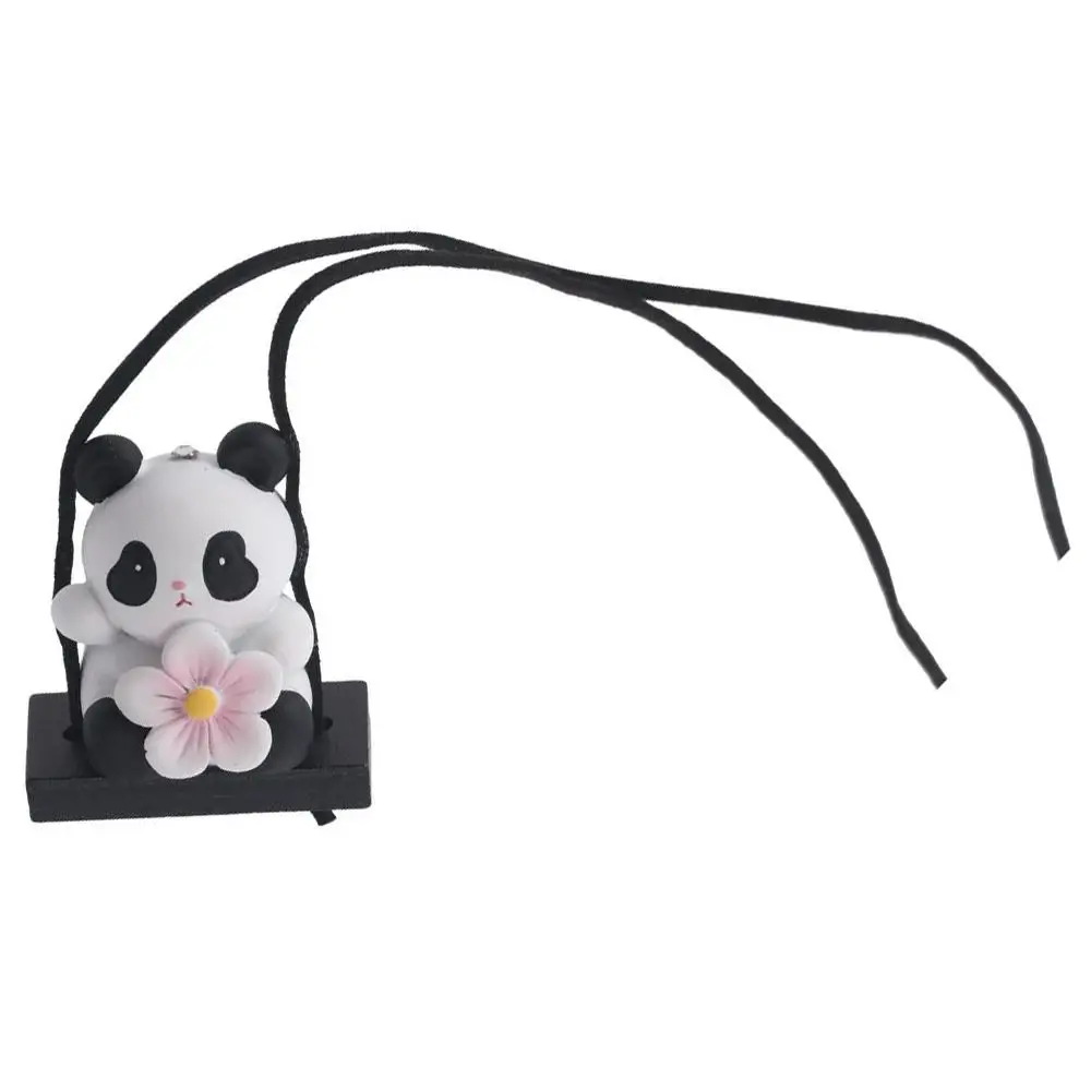 Resin Swinging Panda Car Hanging Ornament Animal Shape 1.97x1.77x1.57in Cartoon Car Rear View Mirrior Hanging