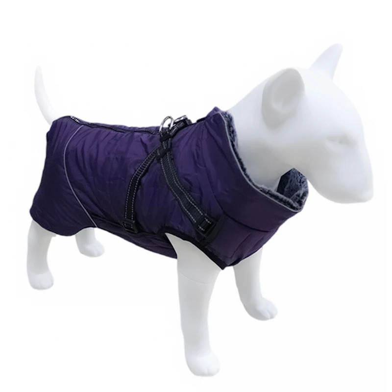 Winter Pet Dog Clothes with Harness for Medium Large Dogs Waterproof Warm Coat French Bulldog Labrador Jacket Pug Poodle Costume