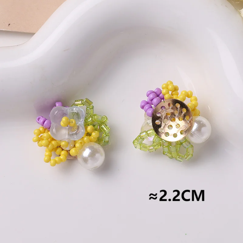 Handmade Colorful Beads Cluster Button Accessory for Jewelry Making 4pcs DIY Sewing Hole Shoes Decoration Ornaments Wholesale
