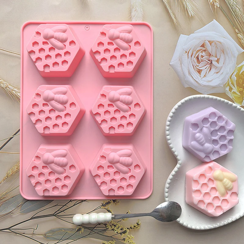 3D Bee Honeycomb Silicone Soap Mold DIY Soap Making Supplies Handmade Chocolate Cake Decoration Baking Tools