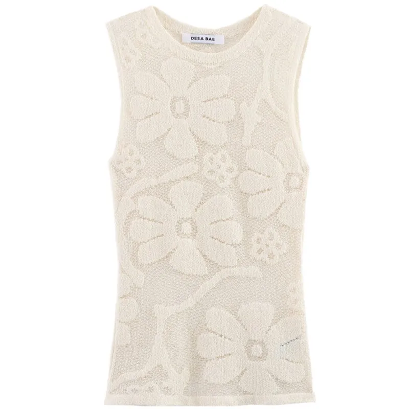 เสื้อถักลายดอกไม้ใหม่ ฤดูใบไม้ผลิ/ฤดูร้อน 2025 ทรงเอ ความยาวปกติ เนื้อผ้านุ่ม สไตล์แฟชั่นผู้หญิง คอกลม