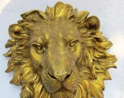 

Brass Crafted Human West Art pure bronze sculpture carvings fierce beast of prey lion head statue