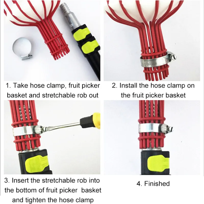 Orchard Fruit Picking Tools Retractable Fruit Collection Picking Catcher Device Detachable Farm Garden Aerial Fruit Picker Heads