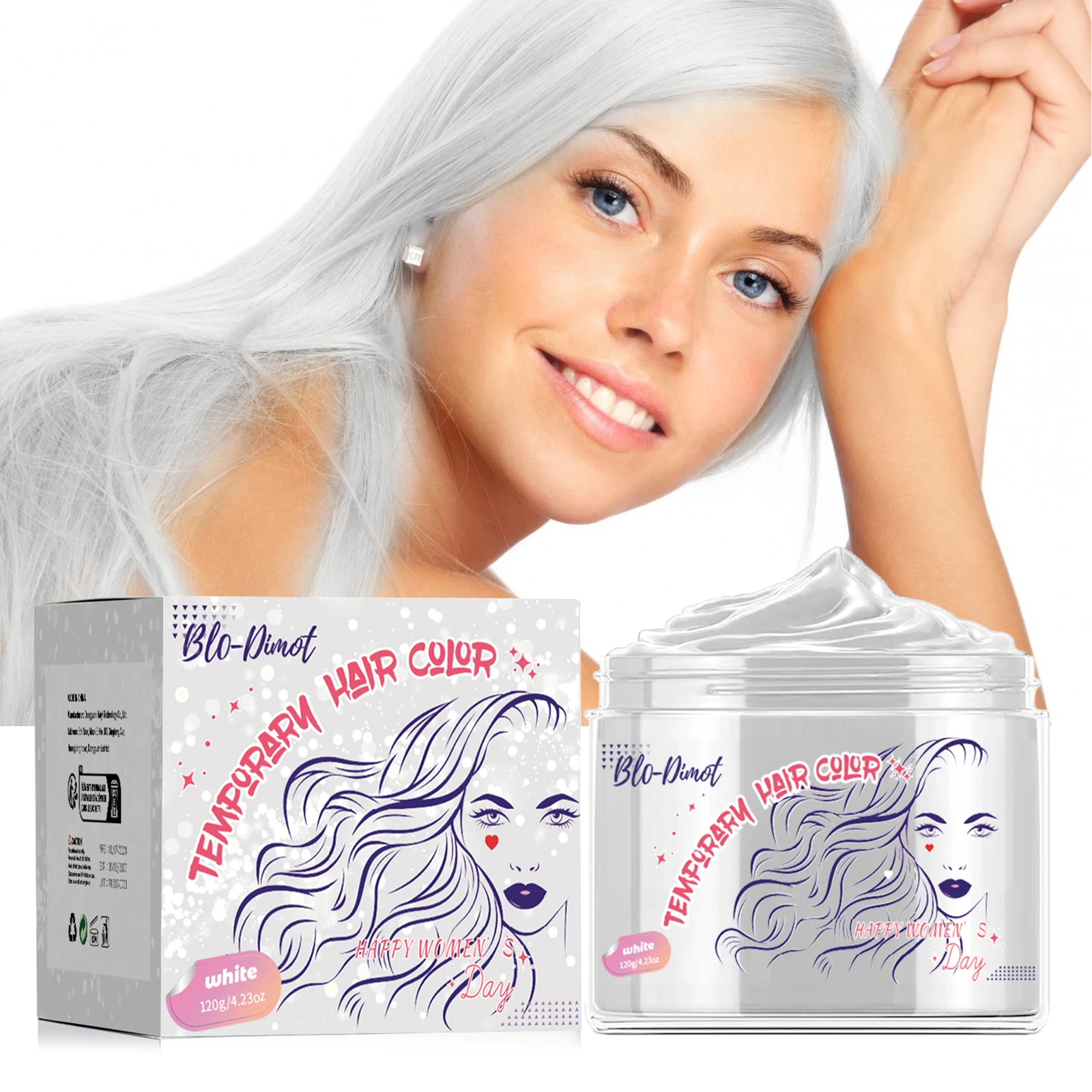 

Temporary Hair Color Wax Hair Gel for Hair One-time Molding Paste Dye Cream Hair Dye Coloring Styling Silver Grey Diy Mud