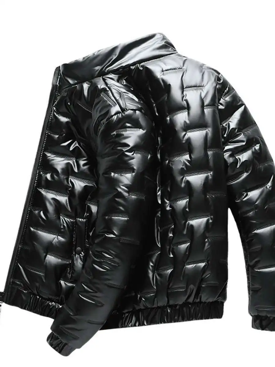 

Утепленное мужское зимнее пальто из искусственной кожи и хлопка с воротником-стойкой, длинное, на пуговицах, верхняя одежда