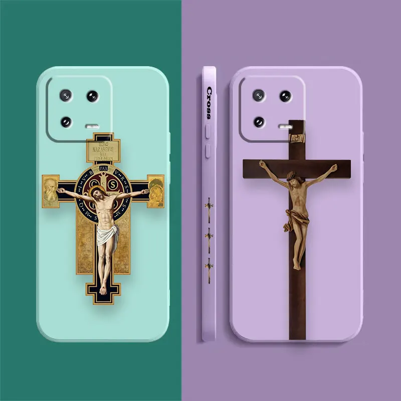 Phone Case For Xiaomi PCOO F3 F4 F5 M3 M4 M5 X3 X4 X5 MIX 3 4 Black Shark 4 GT Pro 4G 5G Case Funda Cqoue Shell Christian Cross