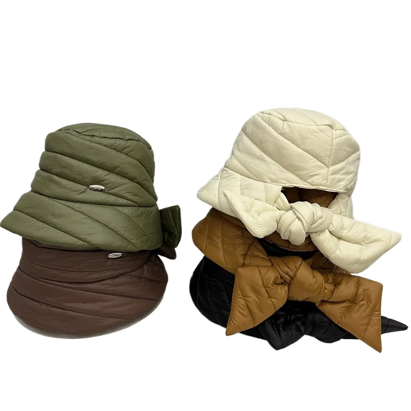 Dames herfst en winter warm lichtgewicht grote rand wastafeldoppen Japanse stijl ontwerper Model S Veelzijdige paardenstaart emmerhoed