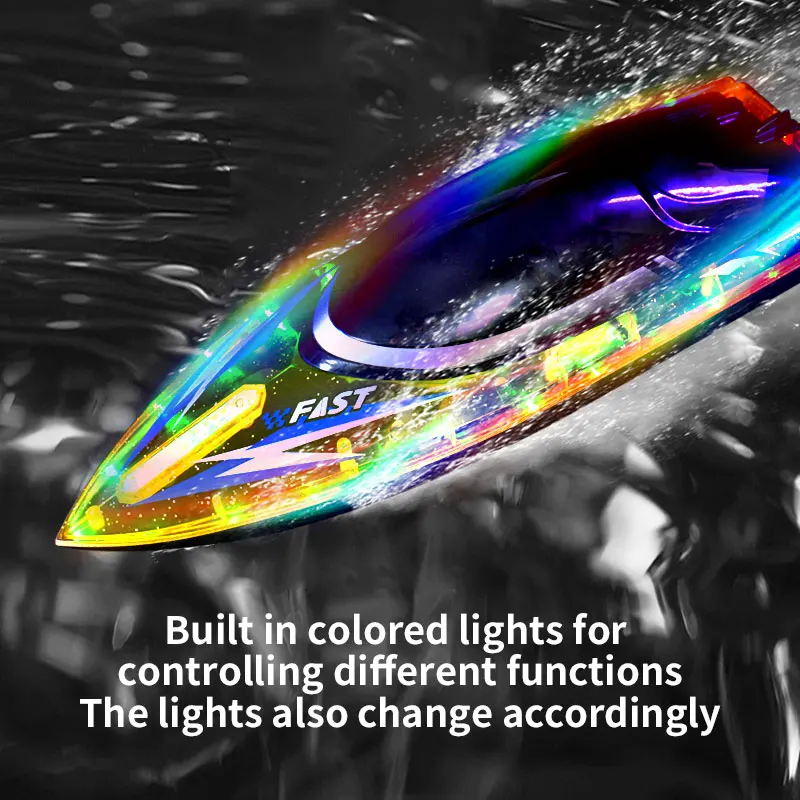 

42cm big size Remote Control Racing Boat RC Speedboat LED Light Capsized Reset High Speed Racing Waterproof Ship Toy RC Gifts