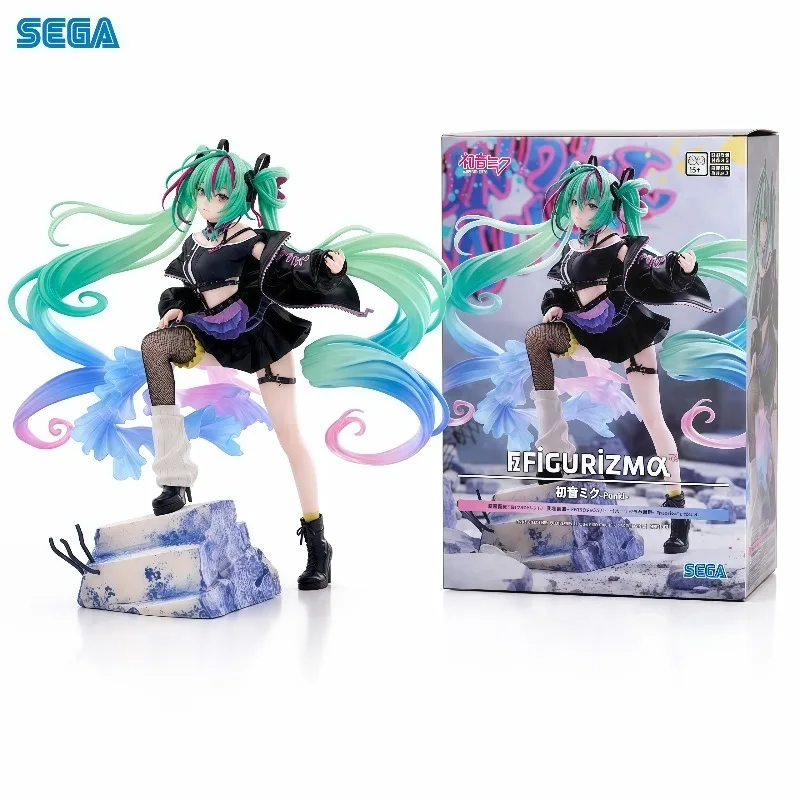 在庫あり-100-正規品-sega-figurizmα-初音ミク-パンクバージョン-アニメ-pvc製-コレクタブル-アクションフィギュア-デスクトップ-ホームデコレーション-ギフト