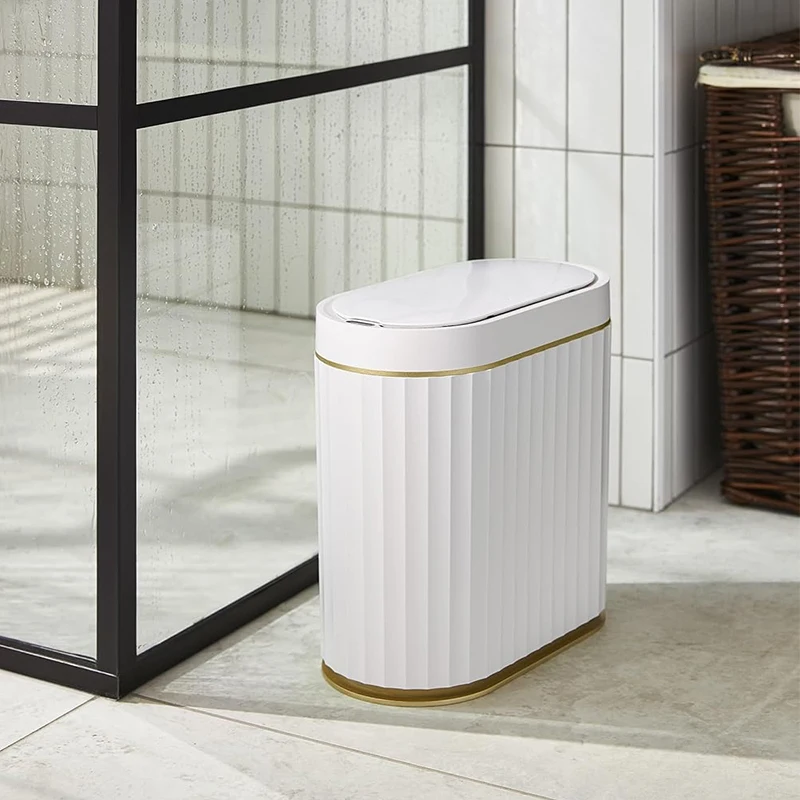 7L Bathroom Motion Sensor Trash can Automatic Garbage Can Slim Plastic Smart Trash Can with Lid Commercial Intelligent Trash Bin