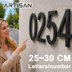 25-30CM Large House Number Sign Acrylic Address Plaque Outdoor Modern Floating Numbers Letters 0-9 Home Hotel Street Door Decor
