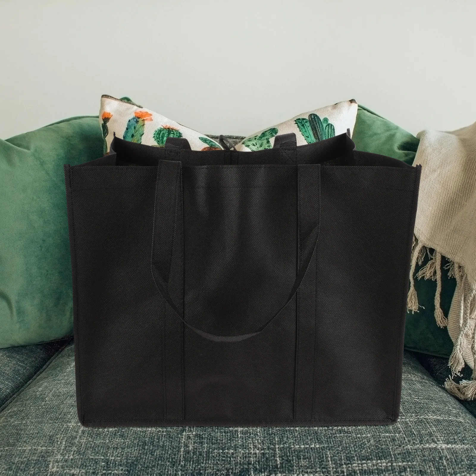 5 قطعة أكياس نزهة غير منسوجة قابلة للطي مقاومة للاهتراء سعة كبيرة تخزين المواد الغذائية حمل الحقائب المحمولة في الهواء الطلق قابلة لإعادة الاستخدام الغداء