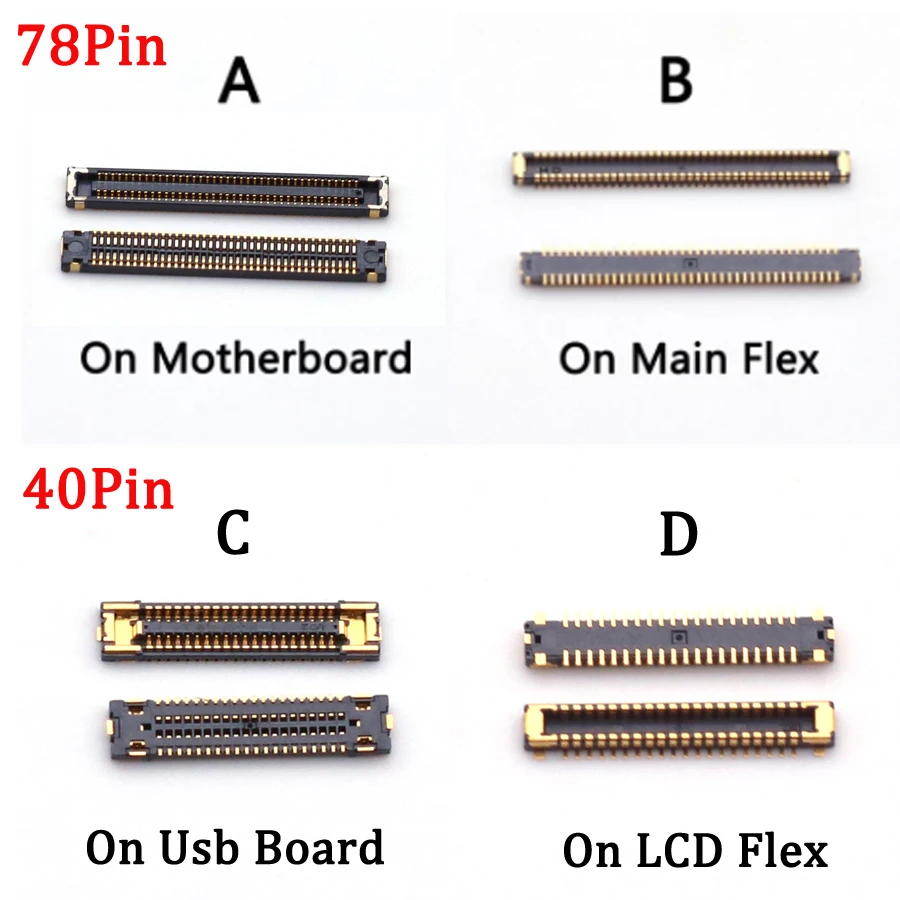 2Pcs 40 78 Pin For Samsung Galaxy M31S M317 M317F Plug On Board Lcd Display Screen Flex FPC Connector USB Charger Charging Dock