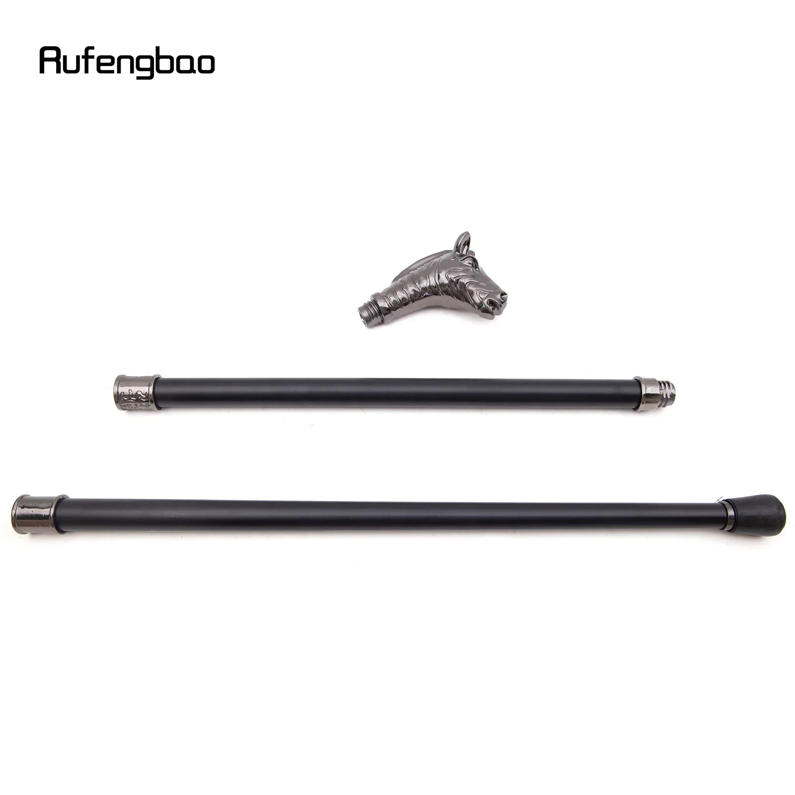 ไม้เท้าตกแต่งรูปหัวม้าลายเงิน สไตล์วินเทจ สำหรับคอสเพลย์ สตีมพังก์ และทุกโอกาส