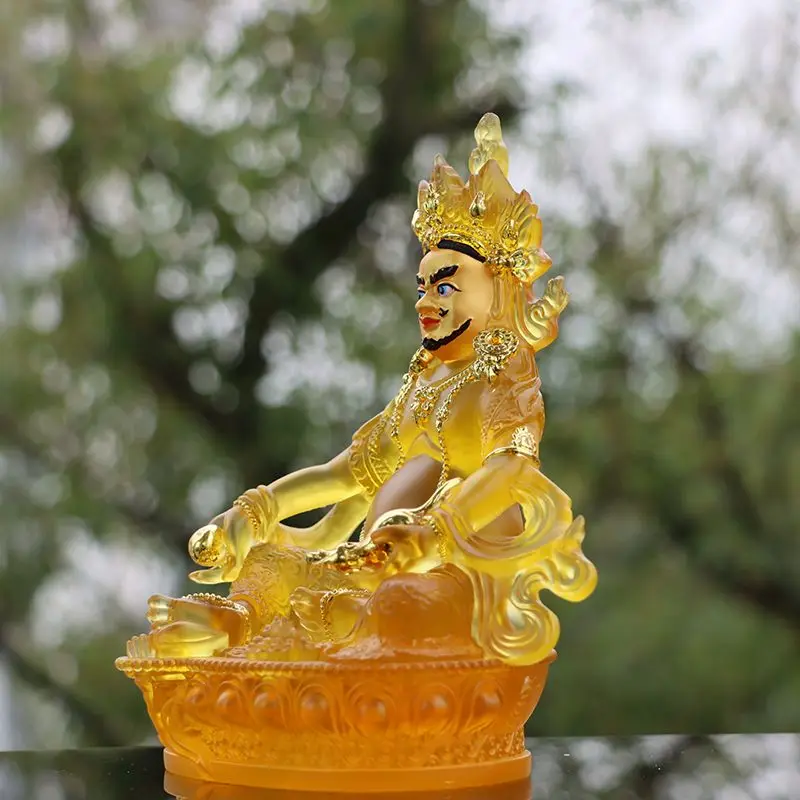 Imagem -02 - Estátua de Buda Banhada a Ouro Imitação Esmalte Transparente Amarelo Deus da Riqueza Martelo Vajra Tibetano Longevidade Sorte Feng Shui