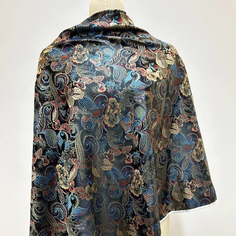 Pre-cut Vintage Embroidery Damask Fabric, Satin Jacquard Butterfly Floral Pattern Jacket Fabric for Costume, Blazer