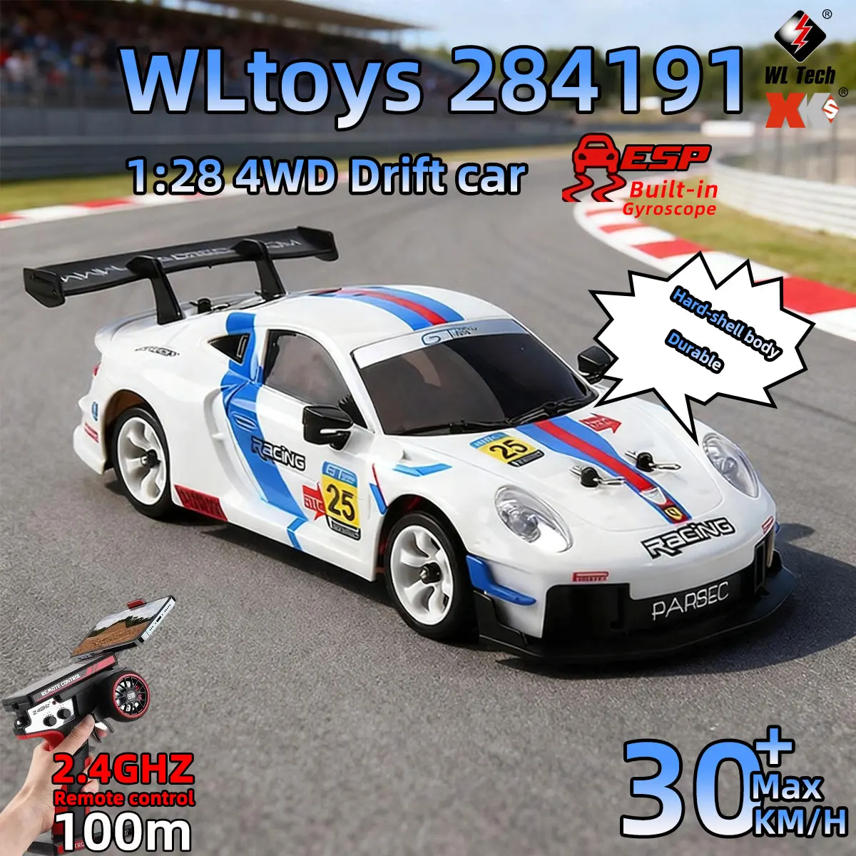 

Wltoys 284191 1/28 Mini RC Car 2.4G Remote Control 4WD LED Light Racing Drift Car 284019 Upgrade Toy Car Gift for Children
