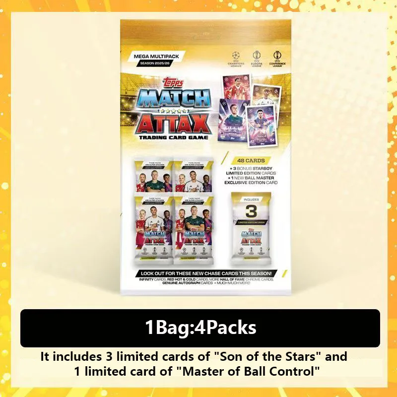 

Официальный набор бустеров Topps UCC Match Attax 2025/26 нового сезона 2026 года: Коллекционные карточки чемпионов, карточки футбольных звезд, подарки для фанатов