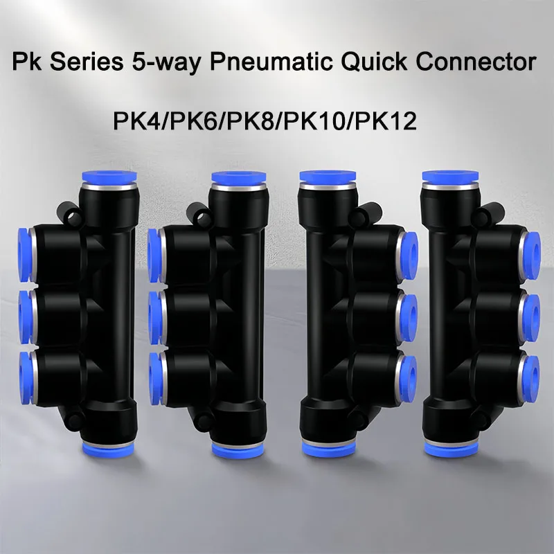 

50/100/500PCS PK Series 5-Way Pneumatic Quick Connector Push In Fitting for 4mm-12mm Air Water Tube Hose Pipe Plastic Adapter
