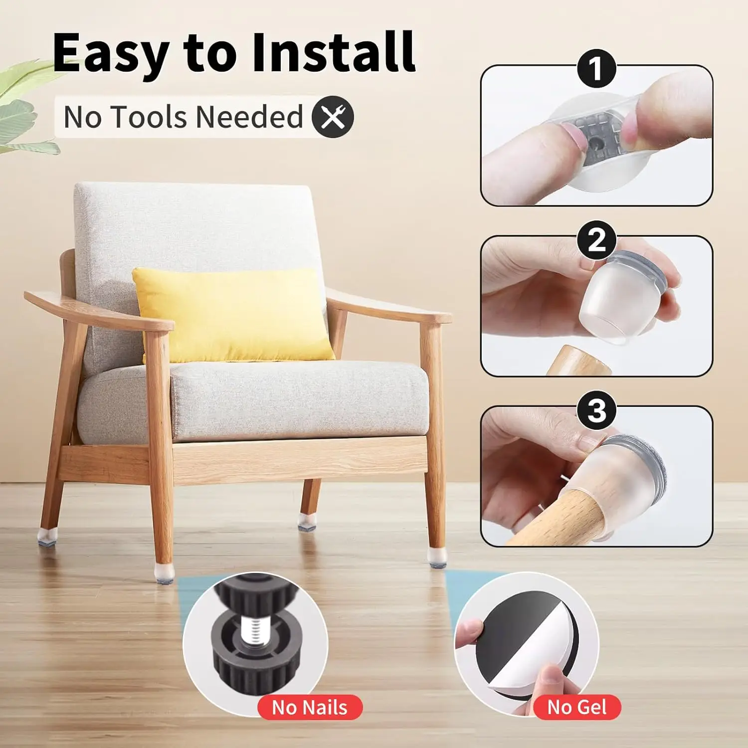 8PCS Grey Chair Leg Protector Foot Cover Diagonal Gray with Thick Wrap Felt Pads Silicone Furniture Table Feet  Protect Floors image 3