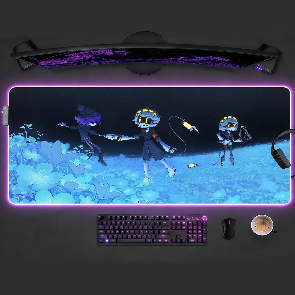 M-Murder D-Drones Mouse Pad RGB LED Non-slip Desk Mat Rubber Gaming Accessories Large XXL Computer Office Keyboard Carpet