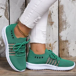 Women Casual Shoes Breathable Walking Mesh Lace Up Flat Shoes Running Sneakers for Women Tenis Feminino Plus Size 35-43