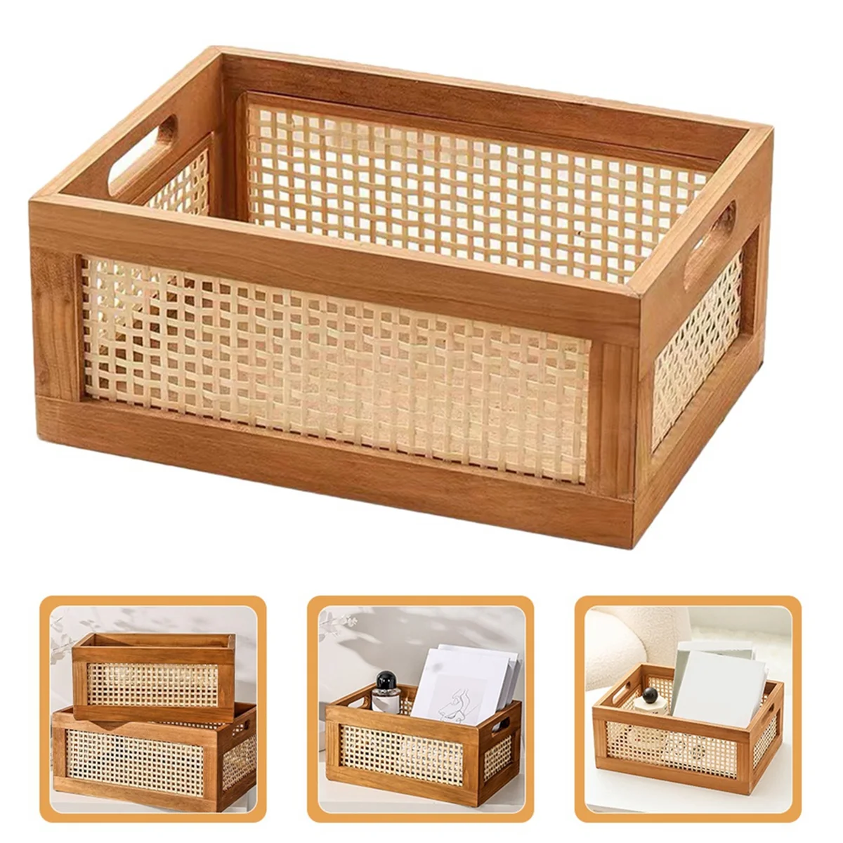 ABZL Decorative Basket Book Storage Woven Baskets for Storage Basket Organizing Nursery Bedroom Rattan Bathroom(S)